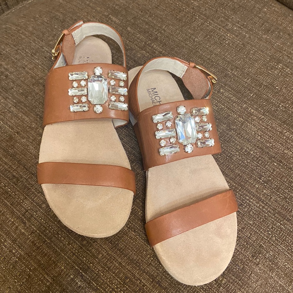 Michael Kors Luna Flat Cognac Sandals Size 6